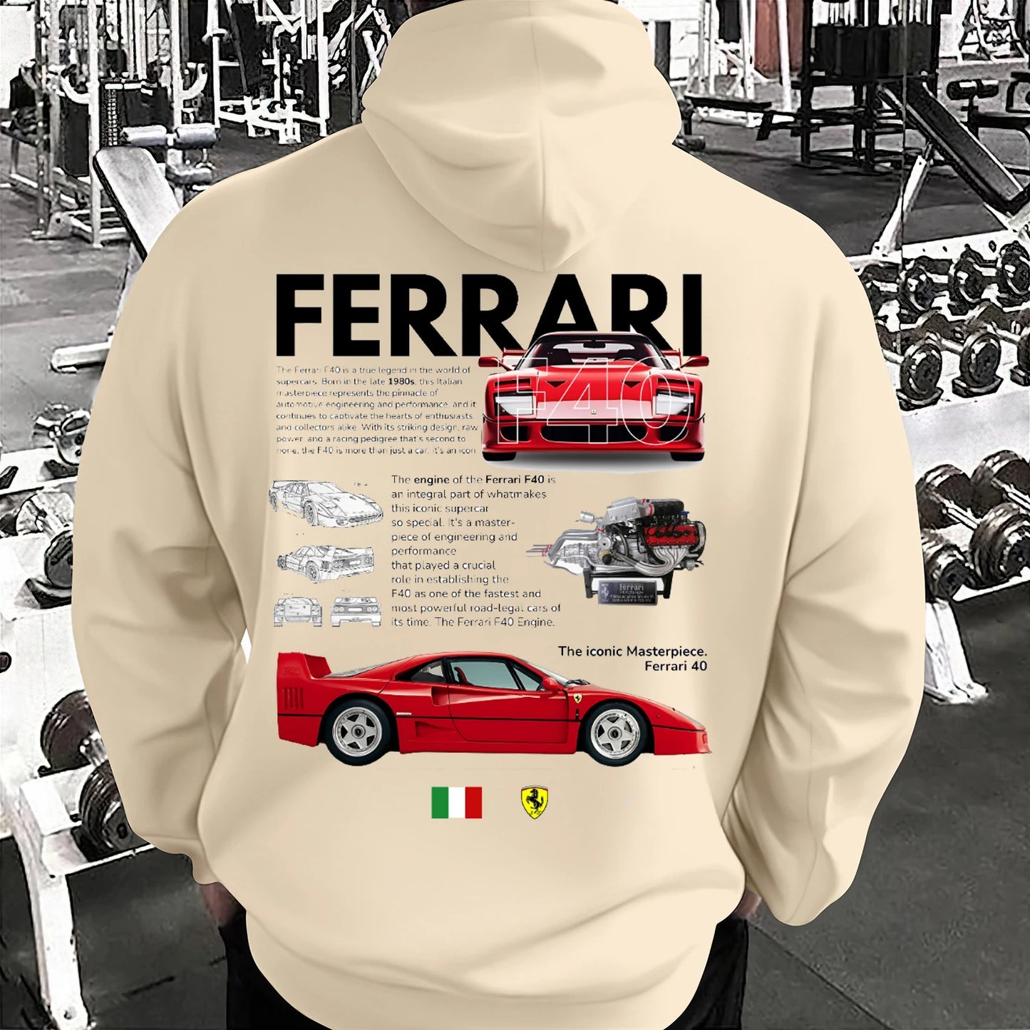 2024 New Menswear Ferrari 40 ‘F40’ Hoodie Cotton Clothing High Quality Short Sleeve Round Neck Women's Sportswear Plus Size Coat