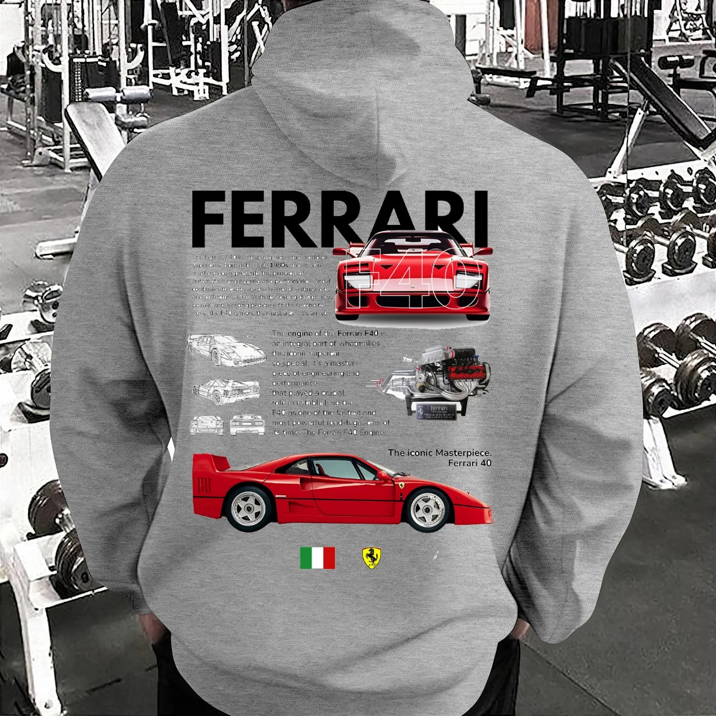 2024 New Menswear Ferrari 40 ‘F40’ Hoodie Cotton Clothing High Quality Short Sleeve Round Neck Women's Sportswear Plus Size Coat