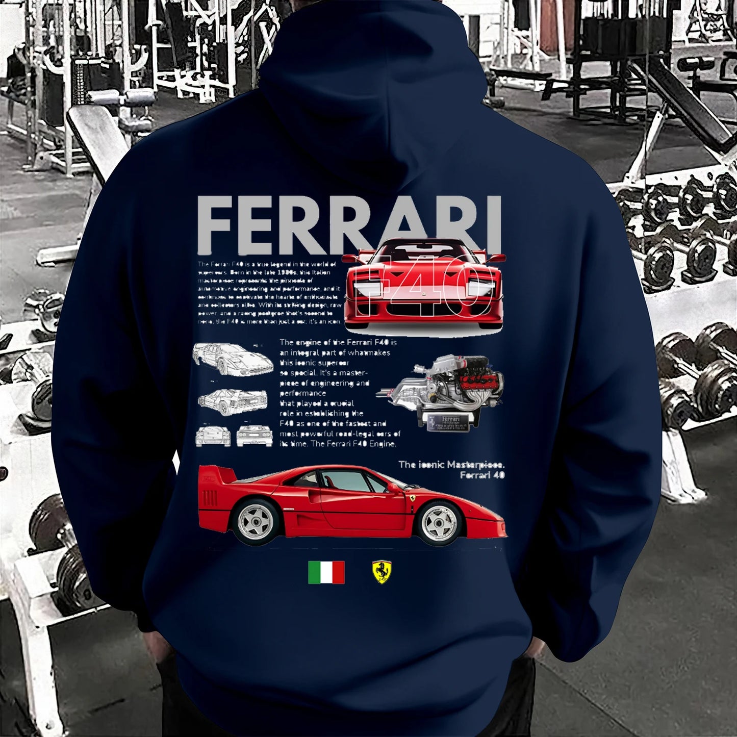 2024 New Menswear Ferrari 40 ‘F40’ Hoodie Cotton Clothing High Quality Short Sleeve Round Neck Women's Sportswear Plus Size Coat