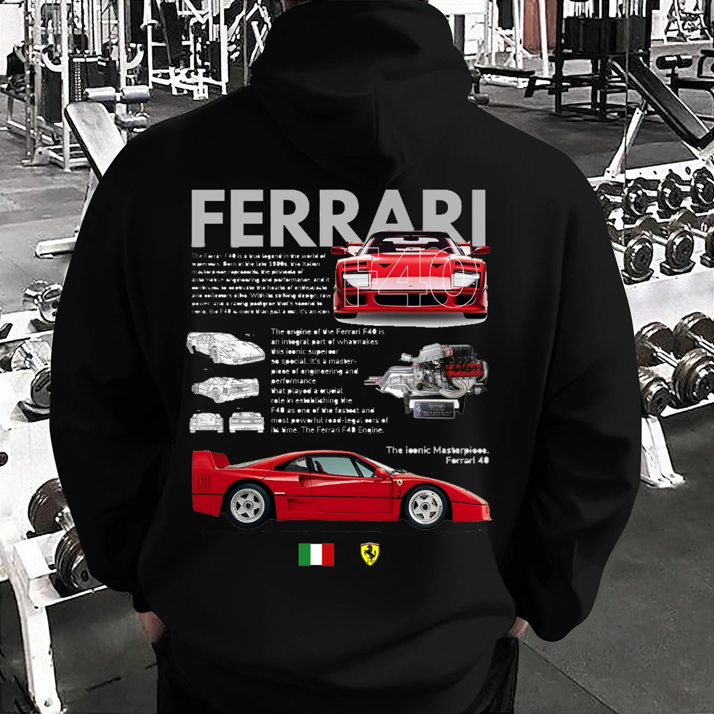 2024 New Menswear Ferrari 40 ‘F40’ Hoodie Cotton Clothing High Quality Short Sleeve Round Neck Women's Sportswear Plus Size Coat
