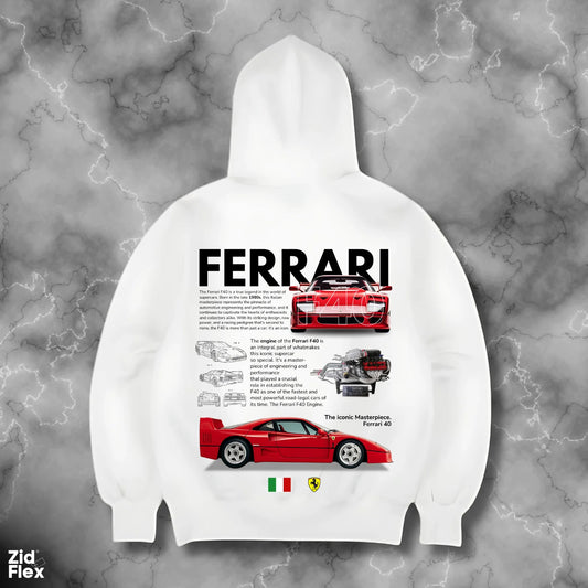 2024 New Menswear Ferrari 40 ‘F40’ Hoodie Cotton Clothing High Quality Short Sleeve Round Neck Women's Sportswear Plus Size Coat