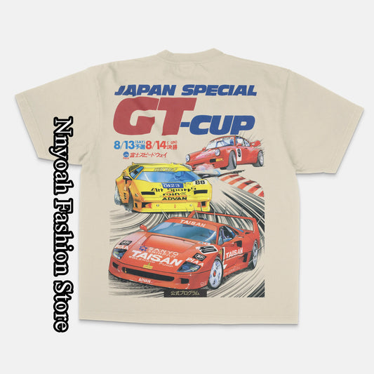 Summer Men Women GT-Cup T-Shirt Vintage Racing Cotton Tops Tees Kids Retro Graphic Clothing Daily Casual Stylish Streetwear