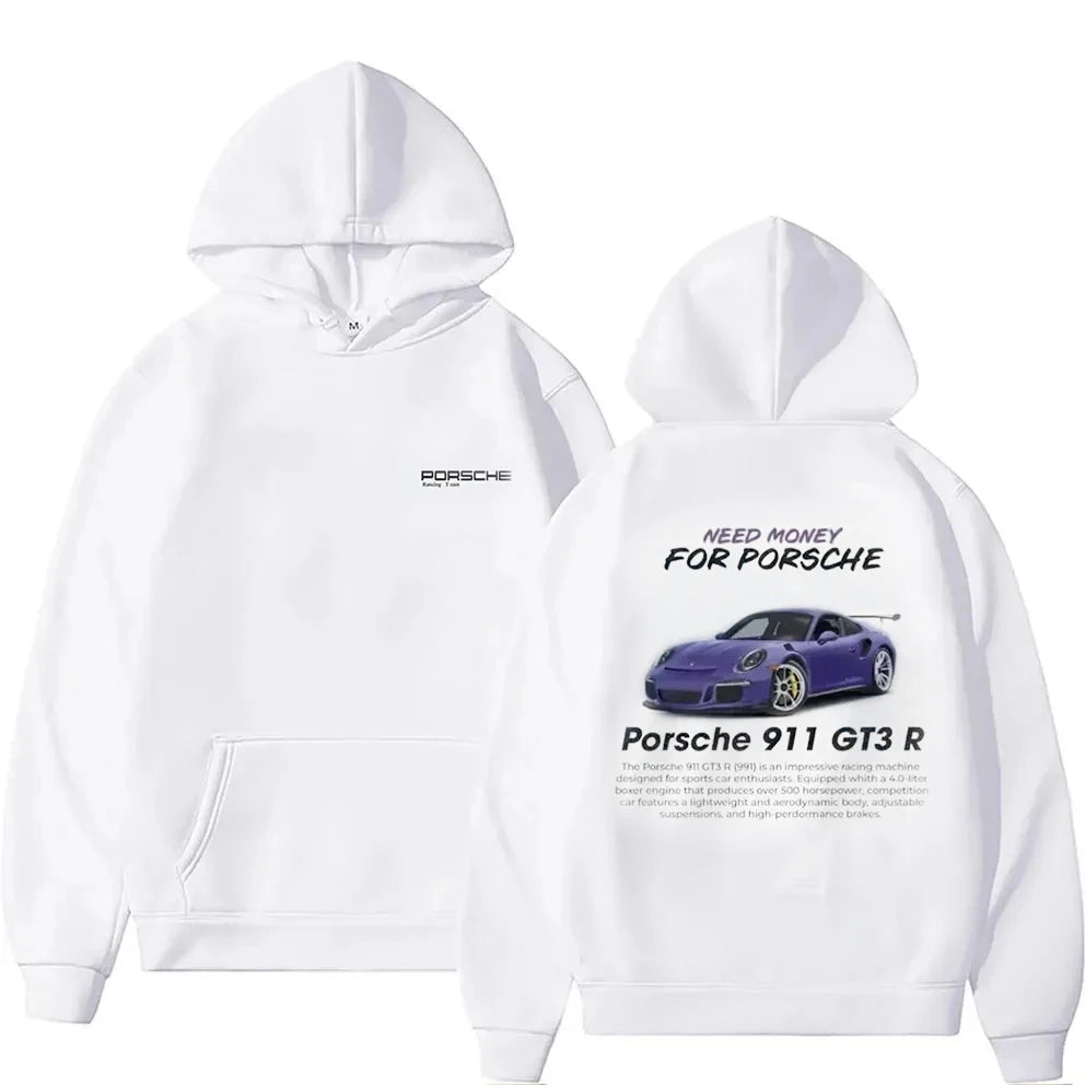 Design Casual Cotton Classic Fashion Car Letter Hoodies Aesthetic Popular GT3-RS Tops Pullover Sweatshirt Oversized 911 Unisex